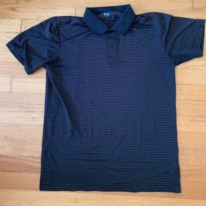 Men’s small black golf shirt with white stripes